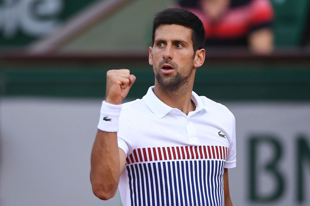 Novak Djokovic wins a point. Novak Djokovic wins a point.