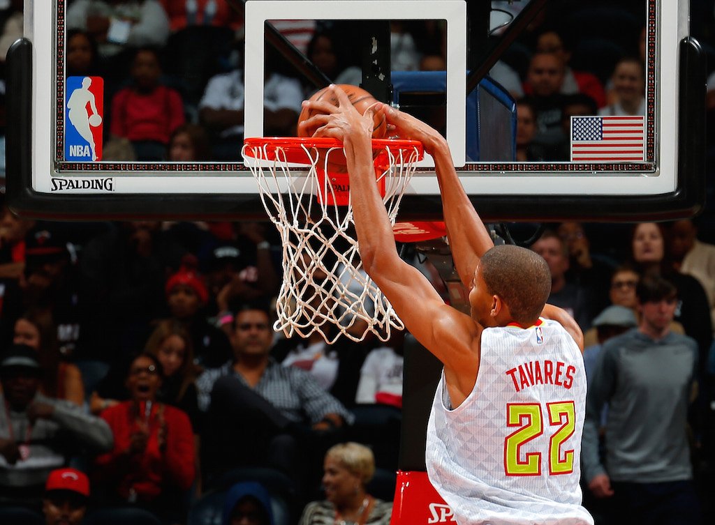 Walter Tavares dunks the ball.