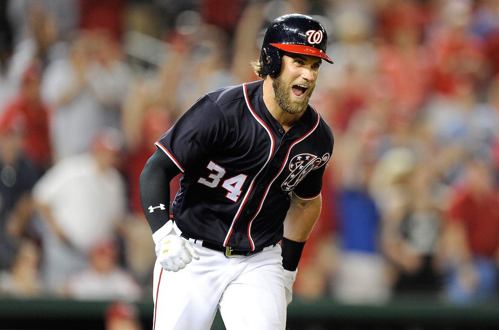 Bryce Harper wins it for the Nationals. Bryce Harper drives in the game-winning run.