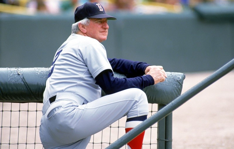 Manager John McNamara of the Boston Red Sox watches the action during the 1986 season.