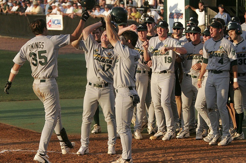 Micah Owings #35 of Tulane University crosses home plate after hitting a three-run home run.