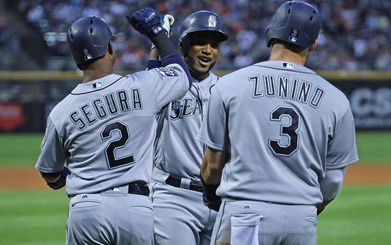 The Mariners celebrate a win.