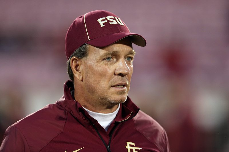 Head coach Jimbo Fisher of the Florida State Seminoles looks on during a game.