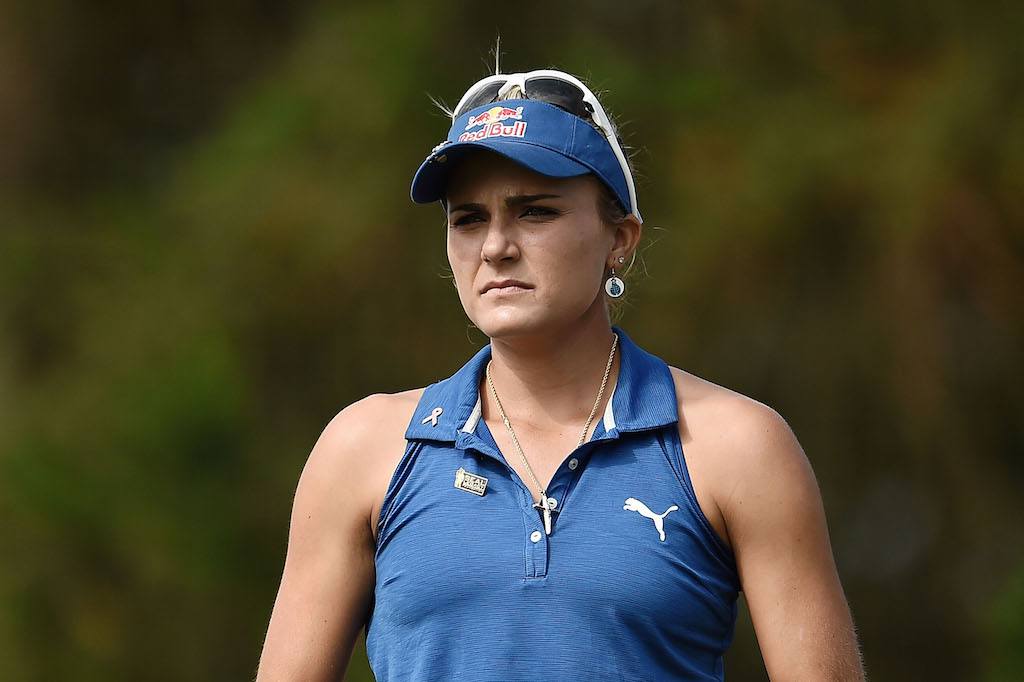Lexi Thompson walks off the 15th tee.