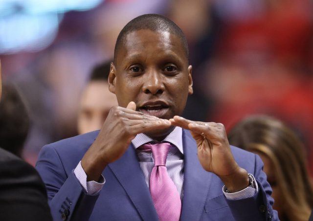 Masai Ujiri looks on before the Raptors take on the Cavs.