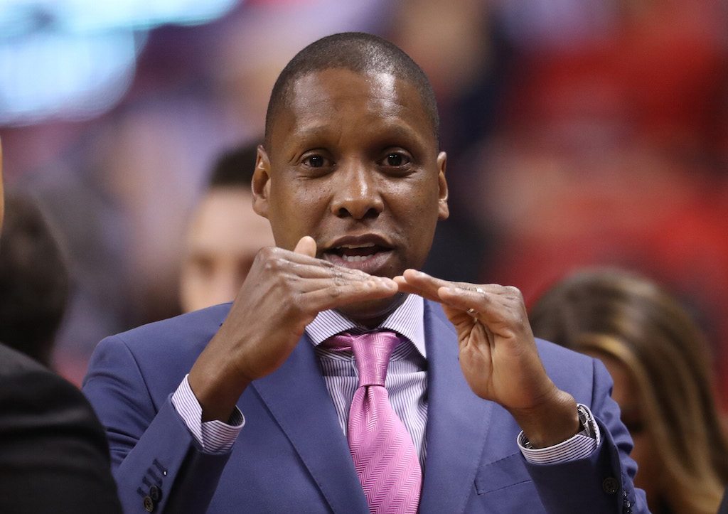 Masai Ujiri looks on before the Raptors take on the Cavs.