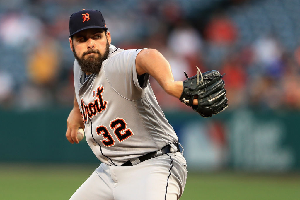 Michael Fulmer of the Detroit Tigers pitches against the Los Angeles Angels of Anaheim.