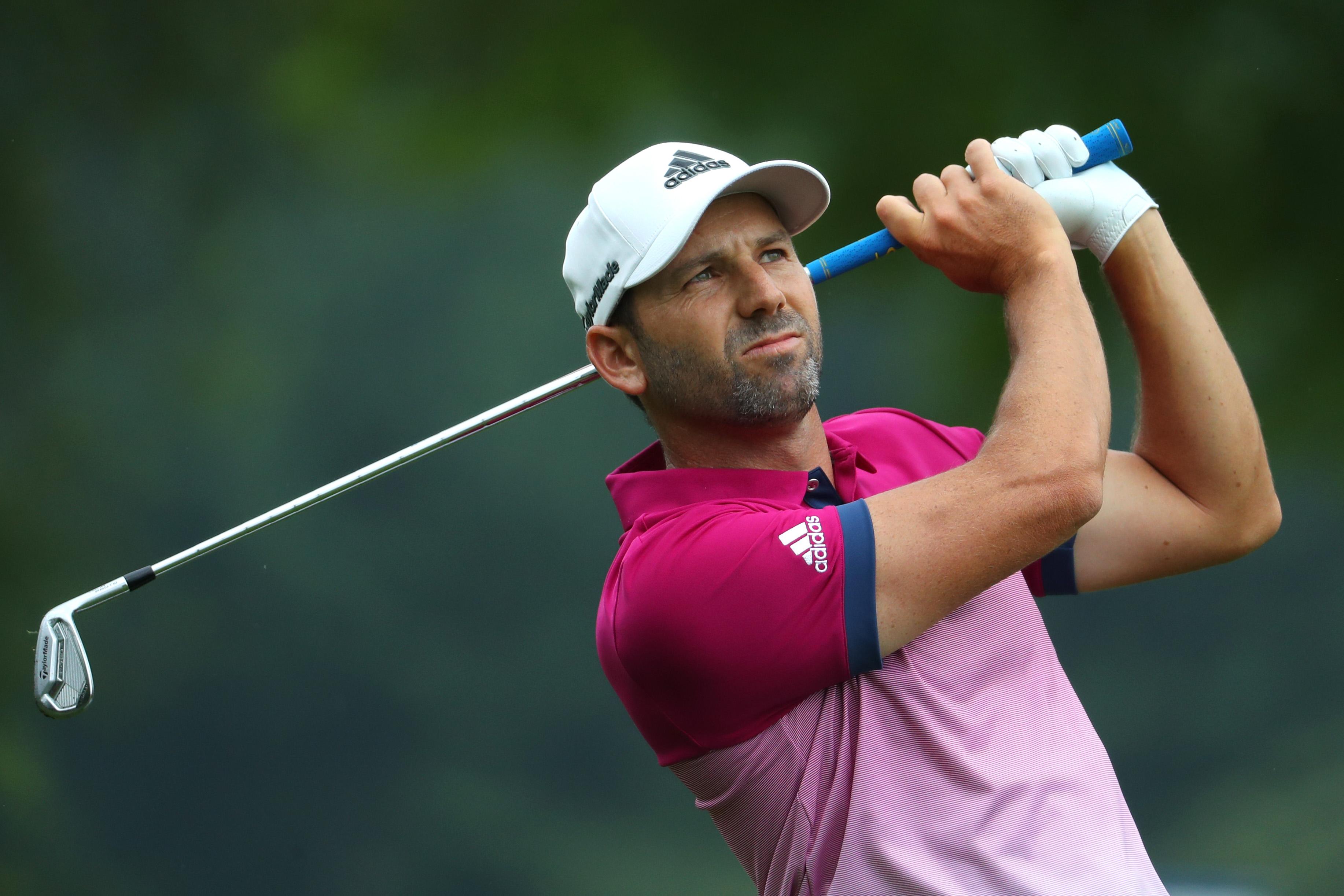 MUNICH, GERMANY - JUNE 25: Sergio Garcia of Spain hits his second shot on the 1st hole during the final round of the BMW International Open at Golfclub Munchen Eichenried on June 25, 2017 in Munich, Germany. (Photo by Warren Little/Getty Images)