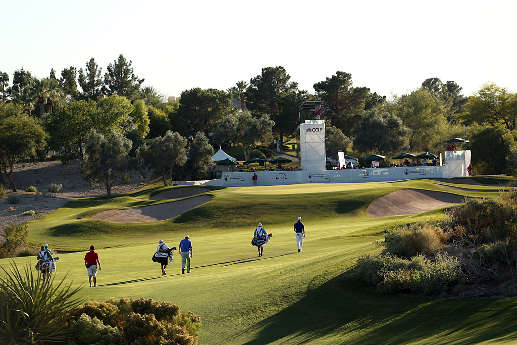 Golfers compete in the Shriners Hospitals for Children Open at TPC Summerlin in Las Vegas.