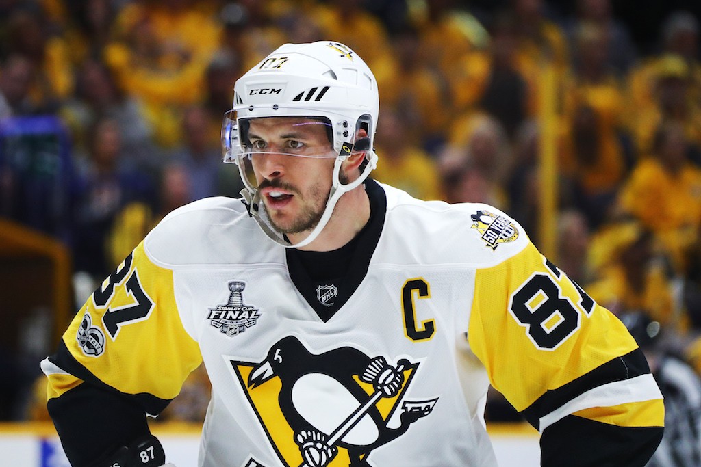 Sidney Crosby looks on during the Stanley Cup Finals.