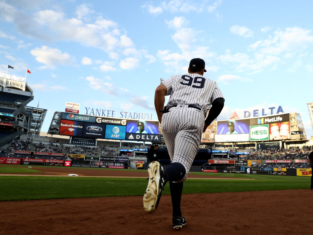 Aaron Judge takes the field