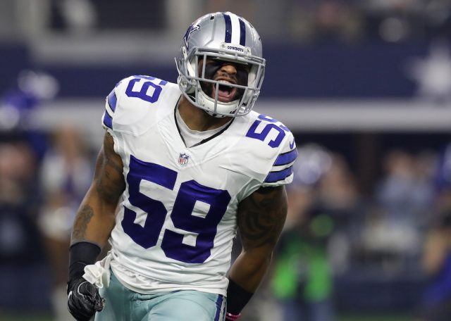 Anthony Hitchens is pumped. Anthony Hitchens celebrates a sack.