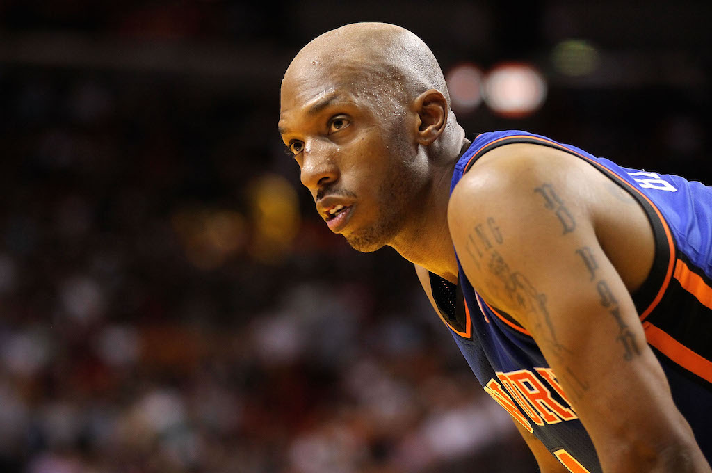 Chauncey Billups looks on during a game with the Knicks.