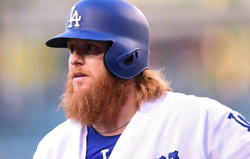 Third baseman Justin Turner keeps his eye on the ball.