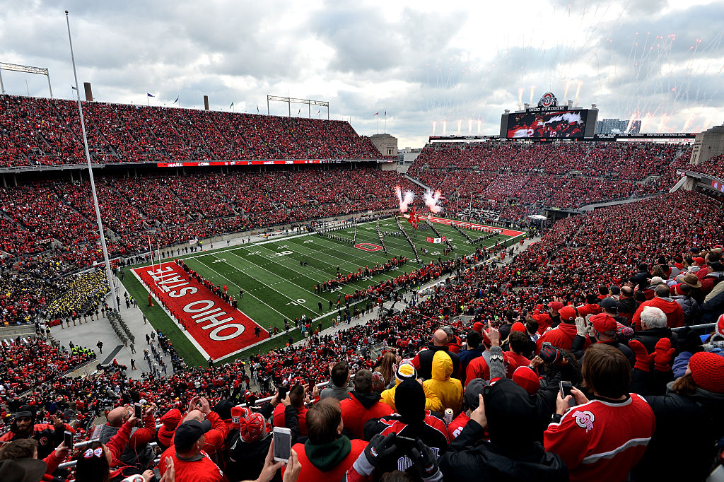 Fans wait at Ohio Stadium for the game between the Michigan Wolverines and Ohio State Buckeyes.