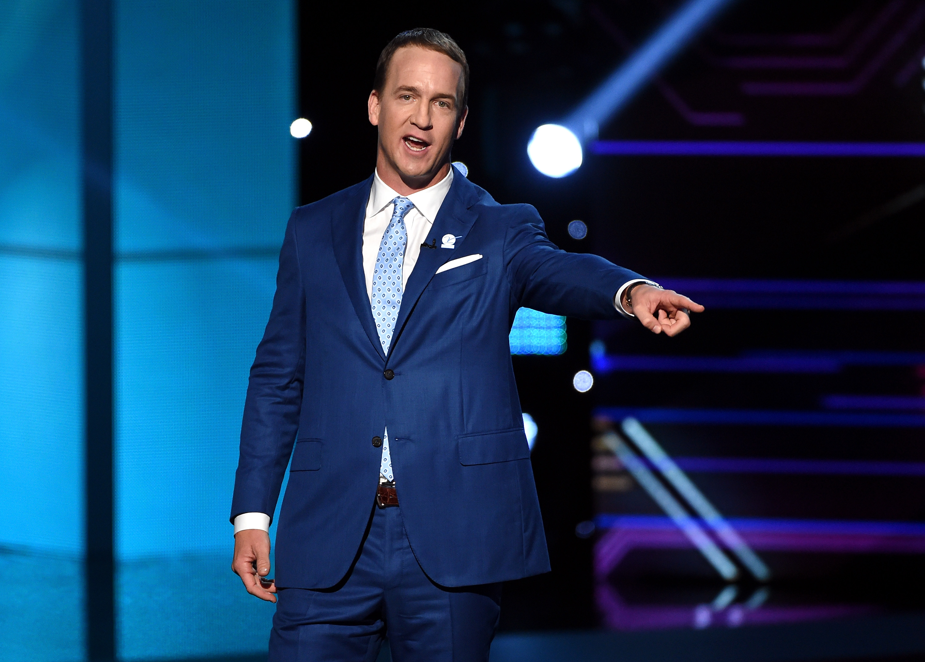 LOS ANGELES, CA - JULY 12: Host Peyton Manning speaks onstage at The 2017 ESPYS at Microsoft Theater on July 12, 2017 in Los Angeles, California. (Photo by Kevin Winter/Getty Images)