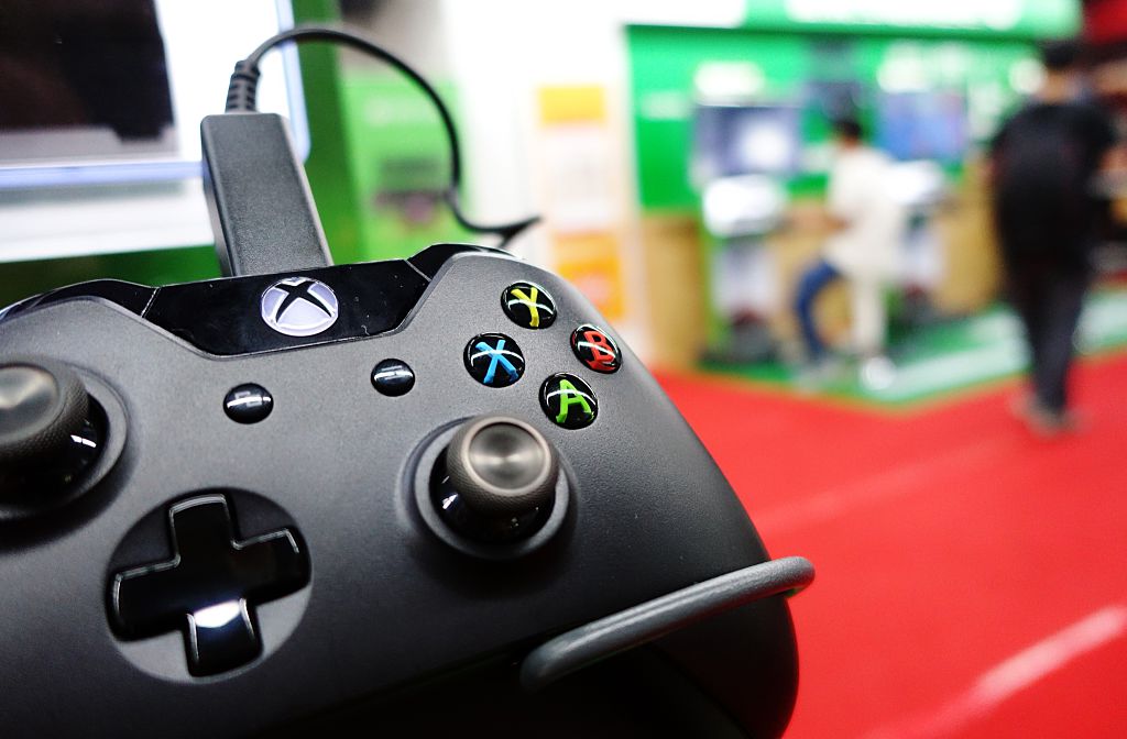 A control of a Microsoft's Xbox One game console is pictured in a shop in Shanghai on September 29, 2014. The Xbox One launched in China, the first games console officially released on the mainland after Beijing lifted a ban on the devices, which it had imposed in 2000. Xbox Controller