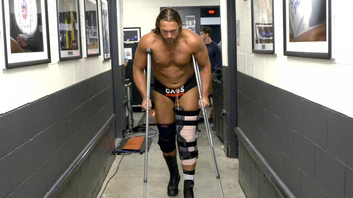 Big Cass uses crutches after an injury