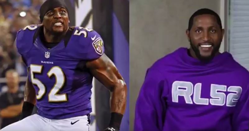 Ray Lewis shows off his Snuggie.