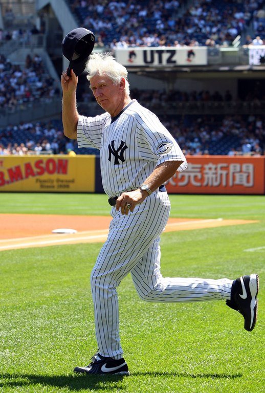 Gene Michael waves to the crowd