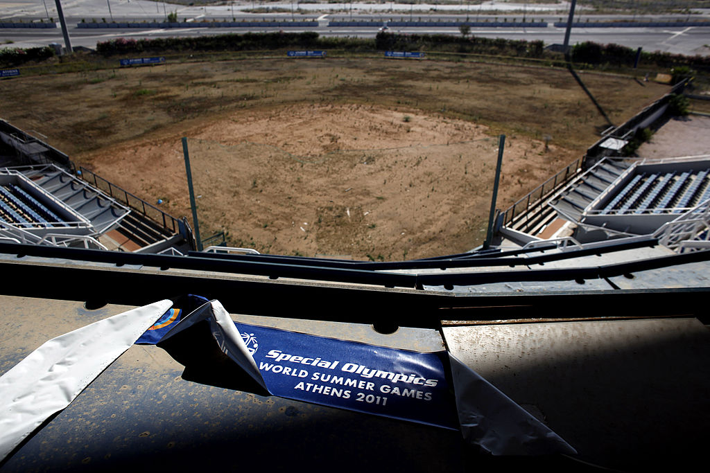 A view of the disused Olympic softball stadium in Athens A view of the disused Olympic softball stadium in Athens