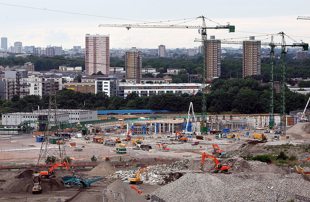 The Olympic stadium construction site at the London Olympic Park site