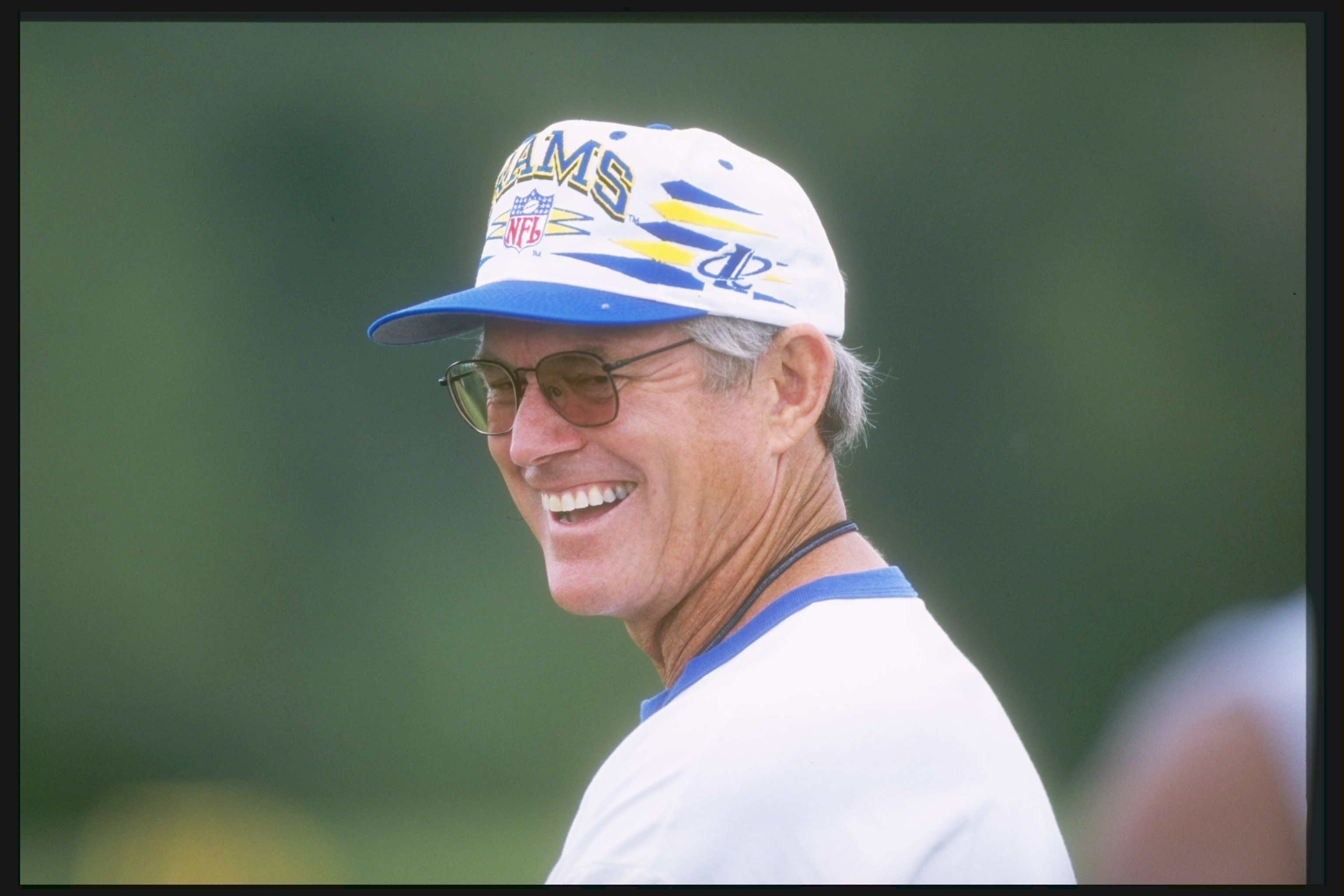 St. Louis Rams head coach Dick Vermeil looks on during training camp at Western Illinois University in Macomb, Illinois. St. Louis Rams head coach Dick Vermeil looks on during training camp at Western Illinois University in Macomb, Illinois.