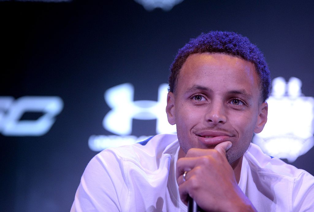 stephen curry during a press conference