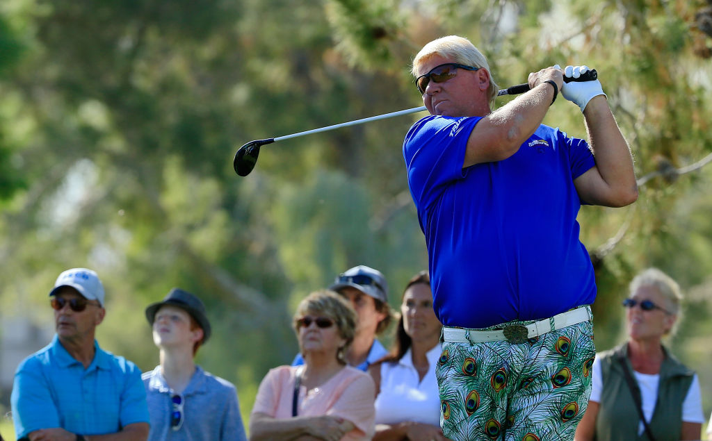 John Daly hits his drive during the first round of the Charles Schwab Cup Championship