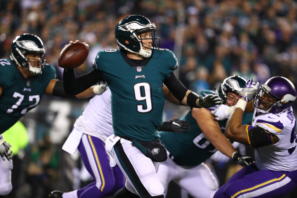 Nick Foles of the Philadelphia Eagles in action against the Minnesota Vikings during their NFC Championship game