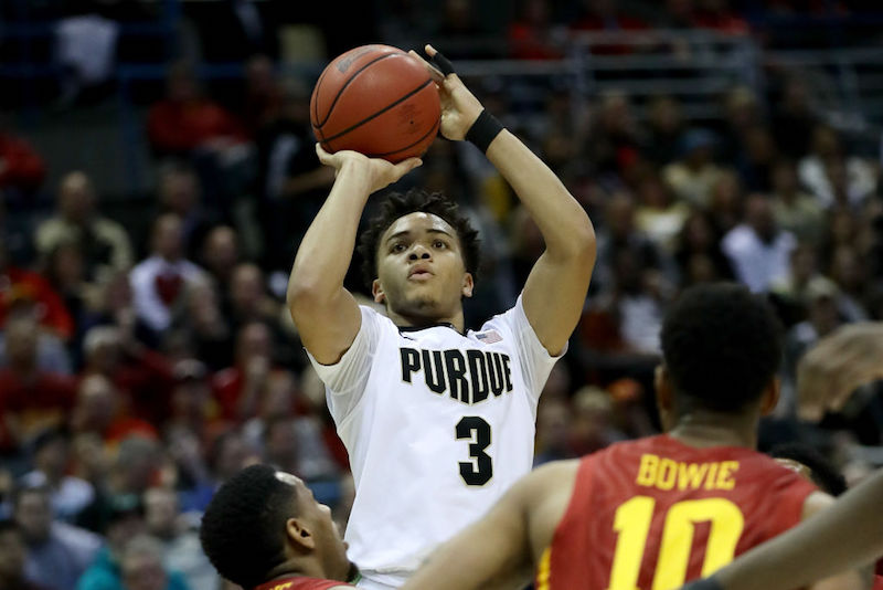 Carsen Edwards on the basketball court. Carsen Edwards on the basketball court.