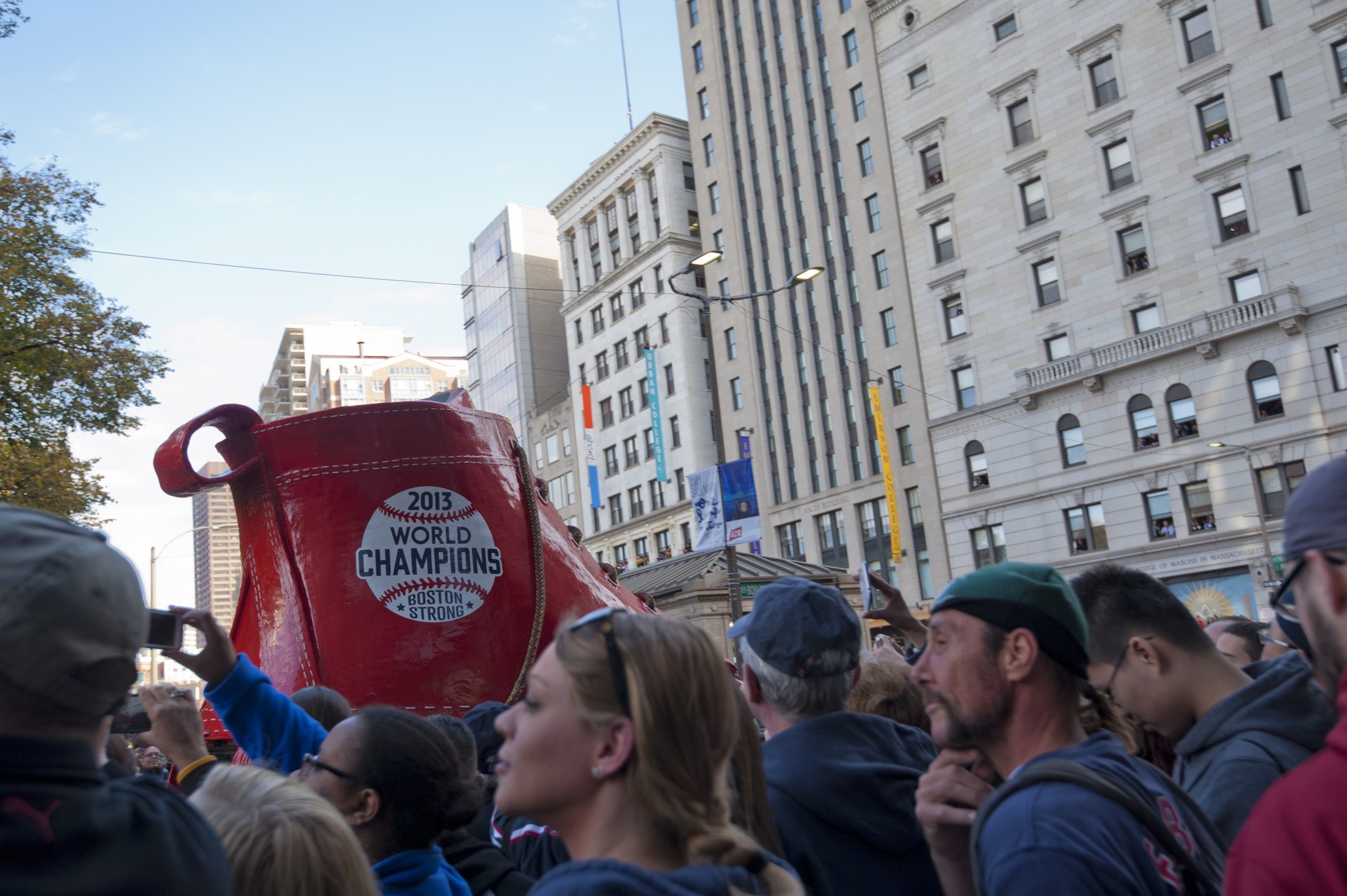 red sox fans at a parade