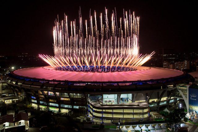 Fireworks explode over the Maracana Stadium during the opening ceremony of the Rio 2016 Olympic Games. Fireworks explode over the Maracana Stadium during the opening ceremony of the Rio 2016 Olympic Games.