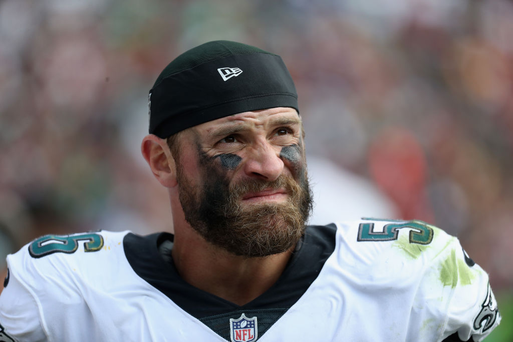 Defensive end Chris Long of the Philadelphia Eagles looks on against the Washington Redskins.