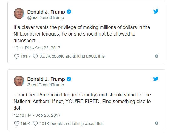 Donald Trump tweets about the NFL Donald Trump tweets about the NFL