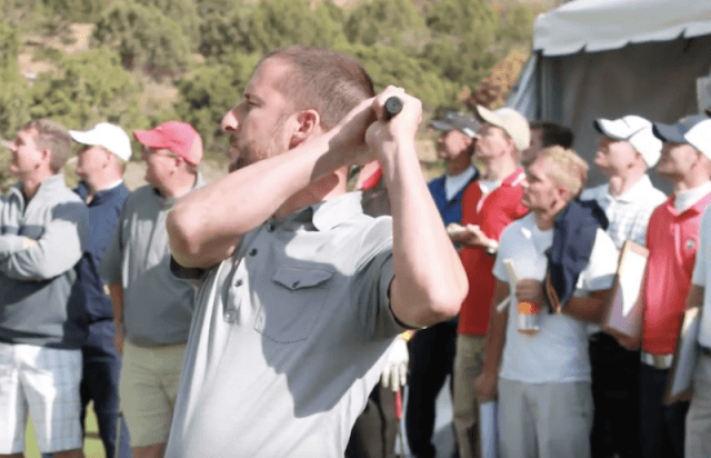 Jason Hargett swinging a golf club. Jason Hargett swinging a golf club.