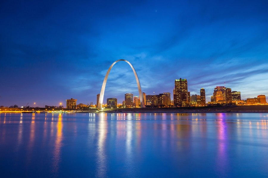 St. Louis downtown at twilight.