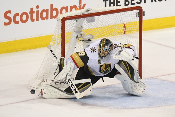 Marc-Andre Fleury in Game Five of the Western Conference Finals during the 2018 NHL Stanley Cup Playoffs