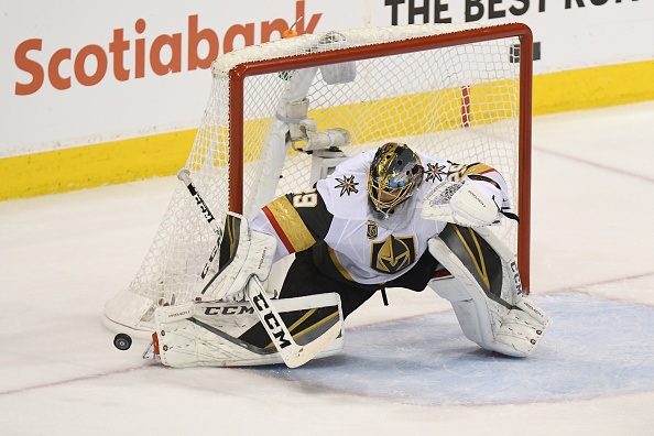 Marc-Andre Fleury in Game Five of the Western Conference Finals during the 2018 NHL Stanley Cup Playoffs Marc-Andre Fleury in Game Five of the Western Conference Finals during the 2018 NHL Stanley Cup Playoffs