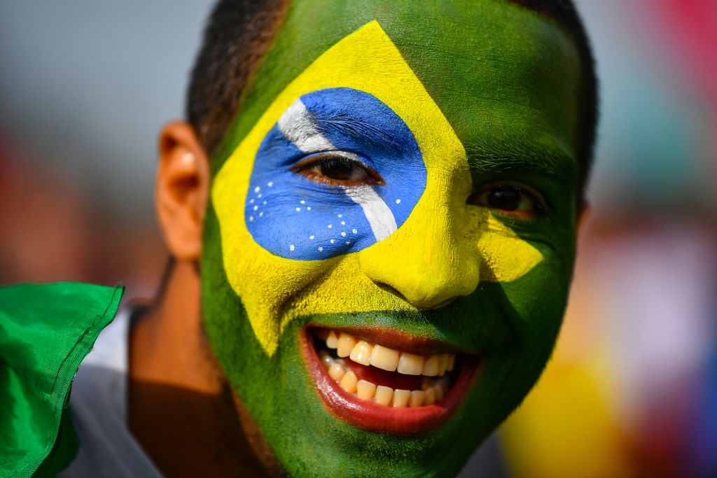 Fan of Brazil pose during the 2018 FIFA World Cup Russia
