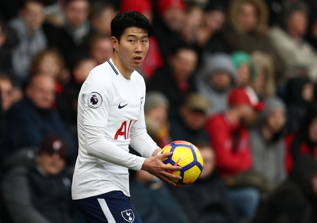 Son Heung-min of Tottenham Hotspur during the Premier League match between AFC Bournemouth and Tottenham Hotspur at Vitality Stadium on March 10, 2018 in Bournemouth, England. Son Heung-min of Tottenham Hotspur during the Premier League match between AFC Bournemouth and Tottenham Hotspur at Vitality Stadium on March 10, 2018 in Bournemouth, England.