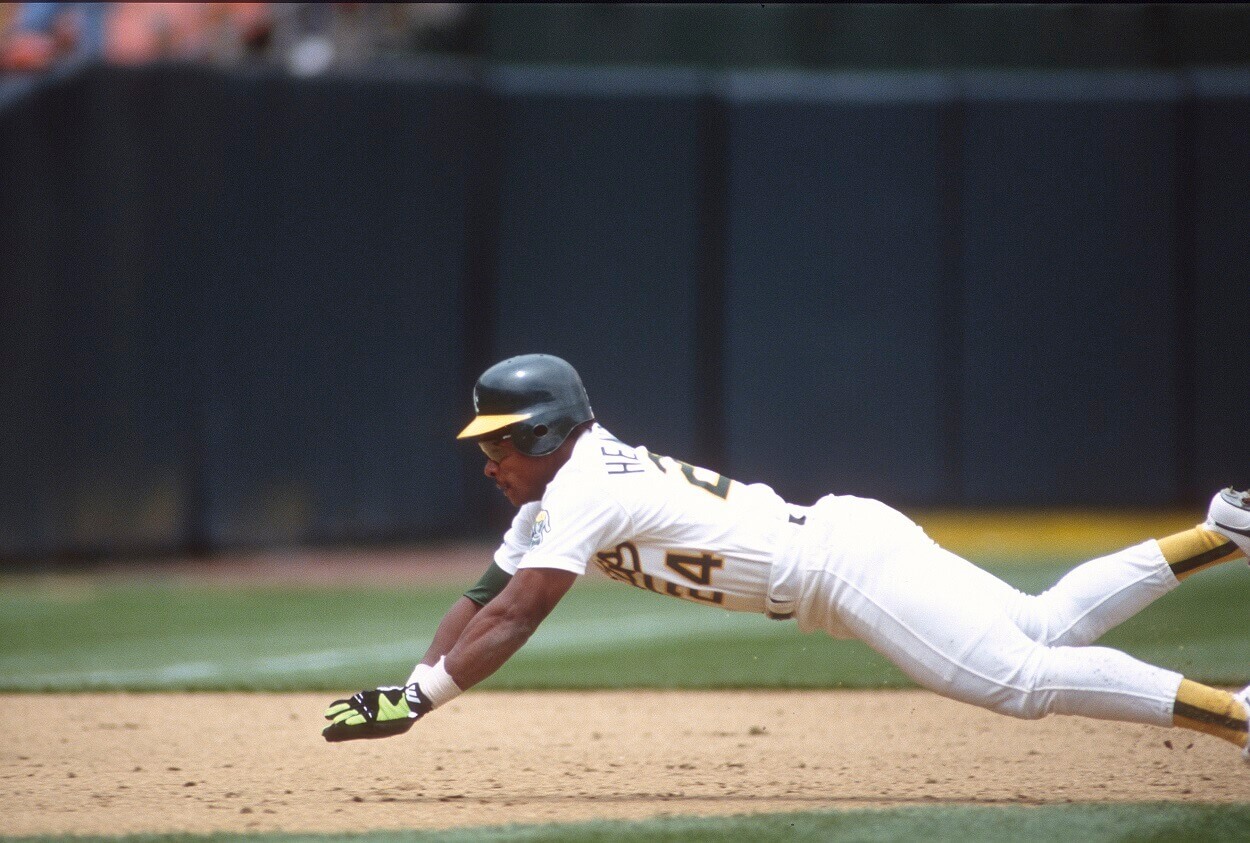 All-time MLB stolen bases leader Rickey Henderson circa 1991