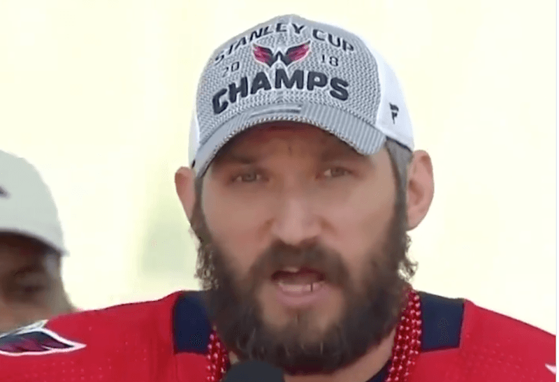 Ovechkin making his speech.