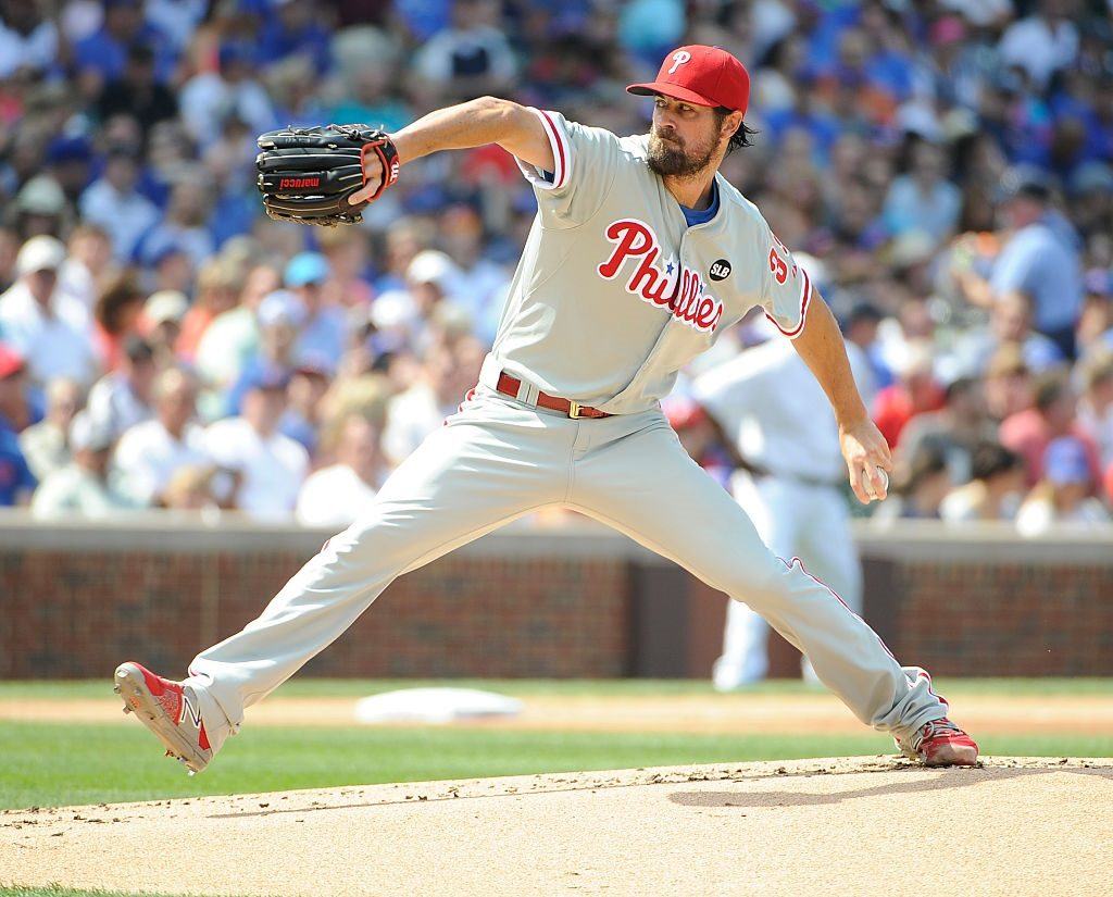 Pitcher Cole Hamels at the beginning at the no-hitter he pitched on July 25, 2015 Pitcher Cole Hamels at the beginning at the no-hitter he pitched on July 25, 2015