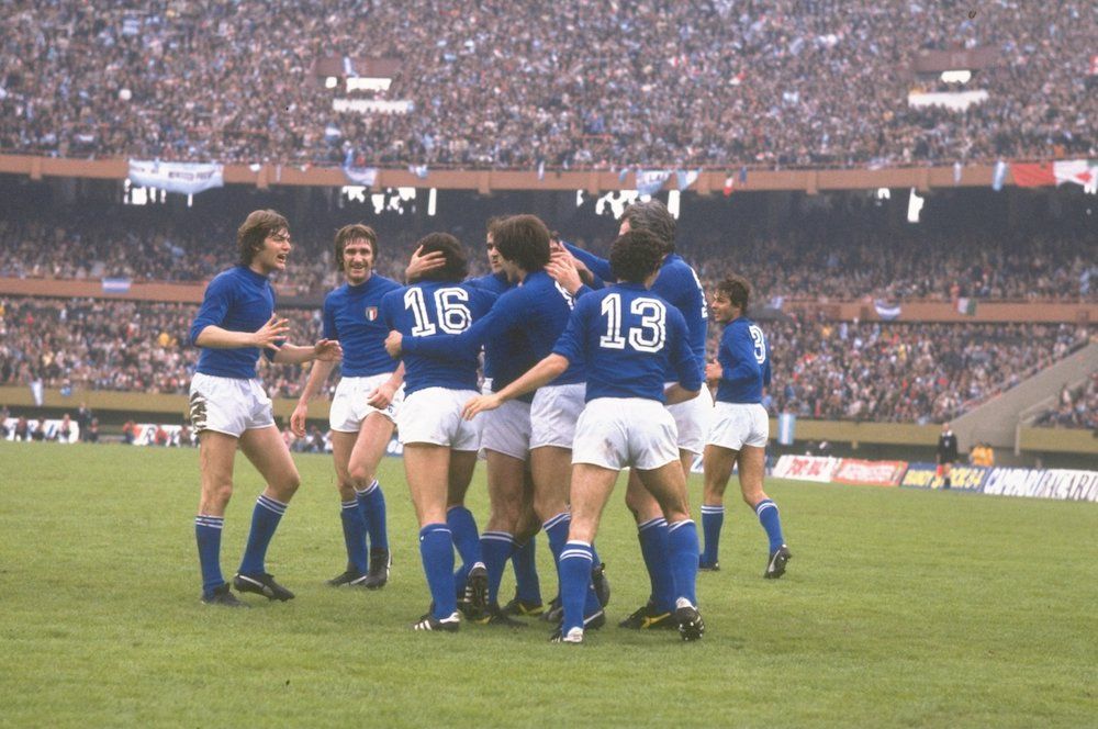 Italy celebrates their thriumph at the end of the World Cup Final match against West Germany in 1982