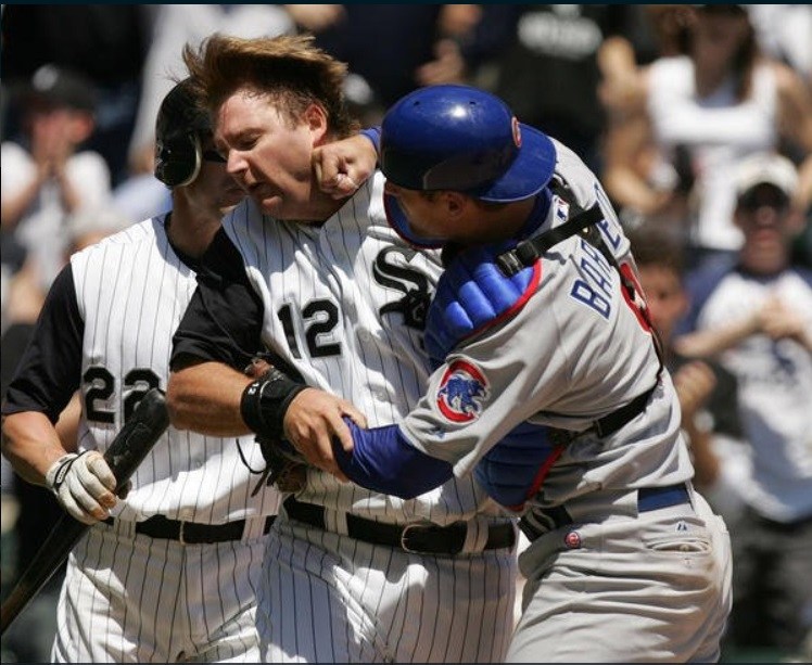 A.J. Pierzynski taking a punch to the jaw