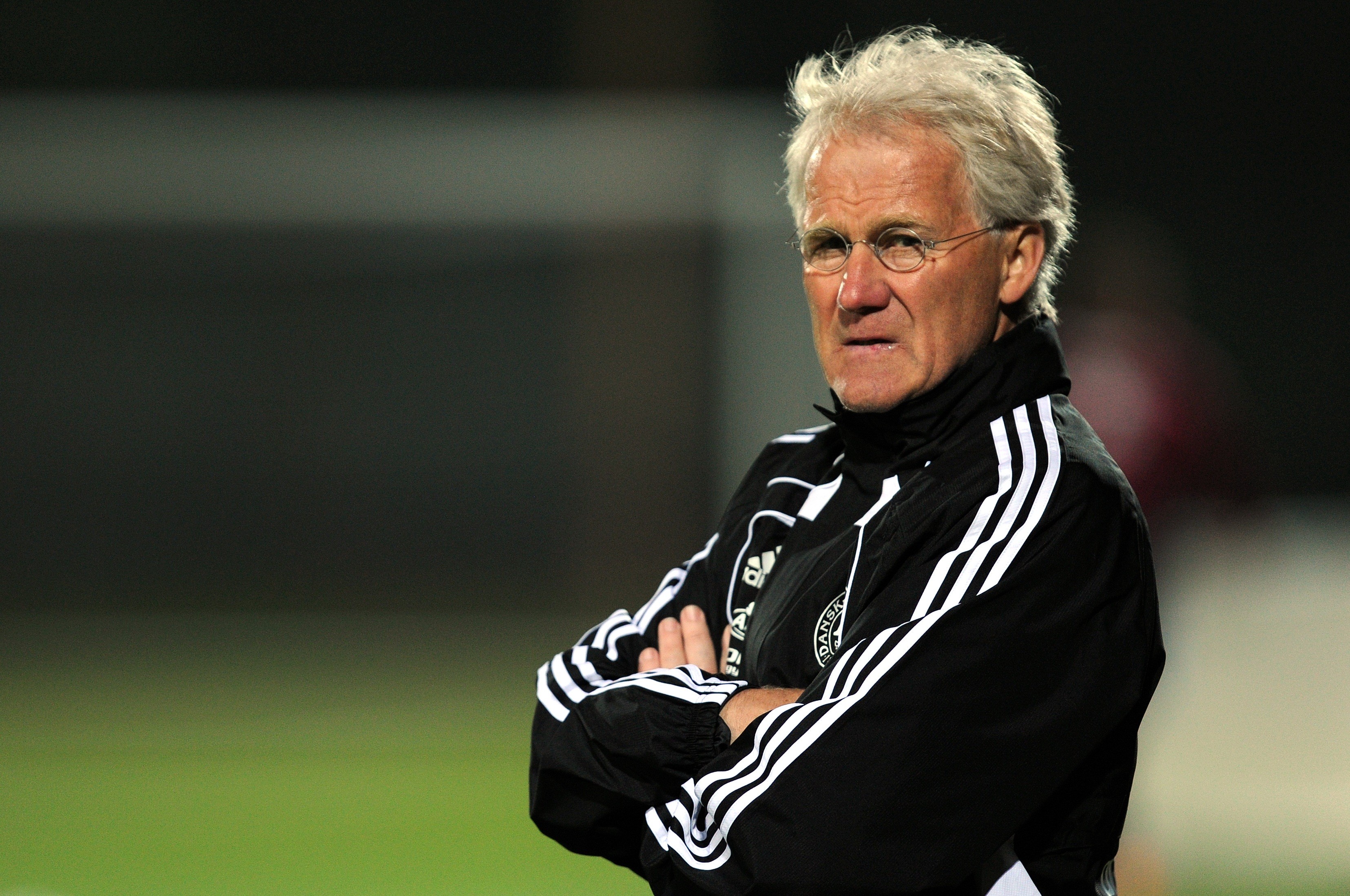 Morten Olsen coaches Denmark in 2010