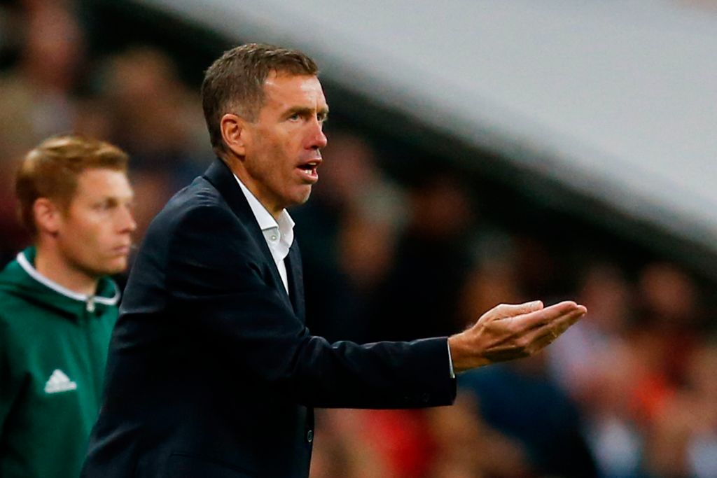 Slovenia's manager Srecko Katanec reacts