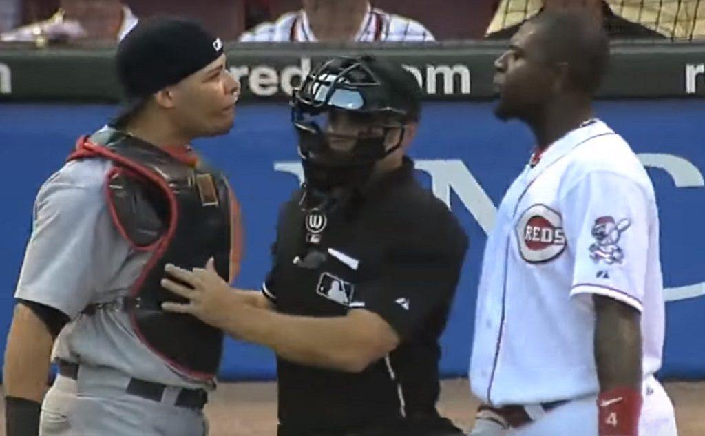 This heated exchange between Yadier Molina and Brandon Phillips led to an all-out brawl This heated exchange between Yadier Molina and Brandon Phillips led to an all-out brawl