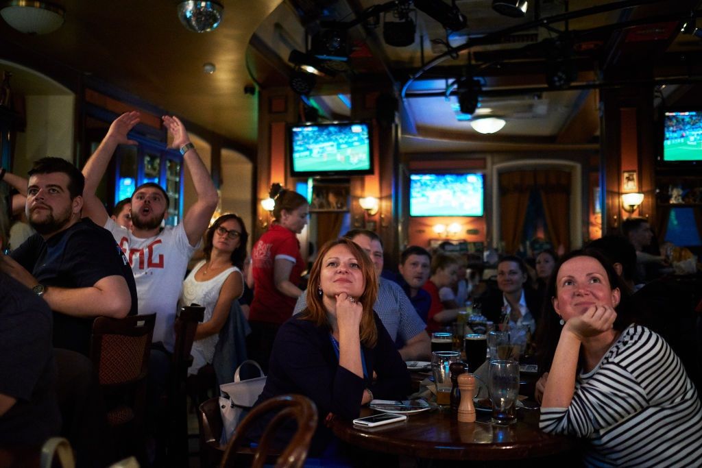 Football Fans Watch Colombia Take On England In The FIFA World Cup Football Fans Watch Colombia Take On England In The FIFA World Cup